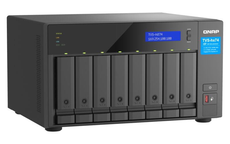 QNAP TVS-h874X NAS Tower Intel® Core™ i9 64 GB DDR4 0 TB QuTS hero Nero