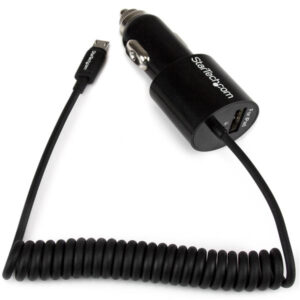 StarTech.com Caricatore da auto a doppia presa con cavo Micro-USB piu porta USB - Alta potenza ( 21 Watt / 4.2A ) - Nero immagine principale StarTech.com Caricatore da auto a doppia presa con cavo Micro-USB piu porta USB - Alta potenza ( 21 Watt / 4.2A ) - Nero
