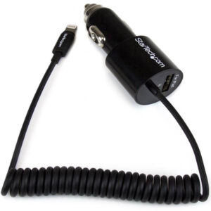 StarTech.com Caricatore da auto a doppia presa con cavo Lightning piu porta USB - Alta potenza ( 21 Watt / 4.2A ) - Nero immagine principale StarTech.com Caricatore da auto a doppia presa con cavo Lightning piu porta USB - Alta potenza ( 21 Watt / 4.2A ) - Nero