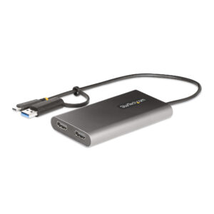 StarTech.com Adattatore da USB-C a HDMI - Convertitore da USB tipo C o A a 2x HDMI per laptop - 4K 60Hz 100W Power Delivery Pass-Through - Adattatore video multimonitor USB type C /Dongle USB - Cavo integrato 30cm immagine principale StarTech.com Adattatore da USB-C a HDMI - Convertitore da USB tipo C o A a 2x HDMI per laptop - 4K 60Hz 100W Power Delivery Pass-Through - Adattatore video multimonitor USB type C /Dongle USB - Cavo integrato 30cm