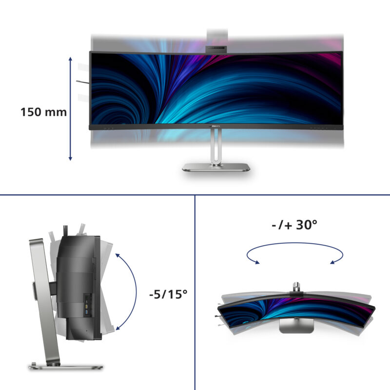 Philips 5000 series 49B2U5900CH/00 LED display 124 cm (48.8") 5120 x 1440 Pixel Dual QHD LCD Nero immagine gallery 5 Philips 5000 series 49B2U5900CH/00 LED display 124 cm (48.8") 5120 x 1440 Pixel Dual QHD LCD Nero