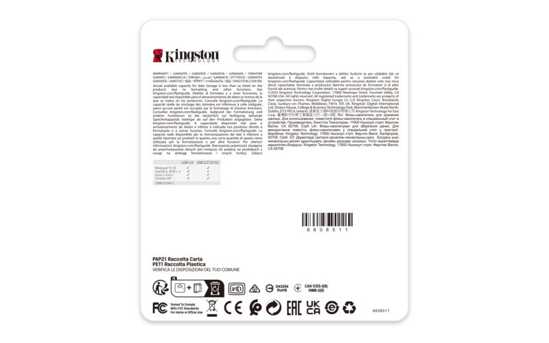 Kingston Technology DataTraveler 128GB 220MB/s Drive USB 3.2 Gen 1 in Metallo SE9 G3