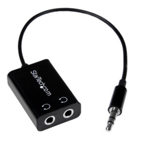 StarTech.com Addatore cavo splitter mini jack per auricolari slim nero - 3,5 mm maschio a 2 x 3,5 mm femmina immagine principale StarTech.com Addatore cavo splitter mini jack per auricolari slim nero - 3,5 mm maschio a 2 x 3,5 mm femmina