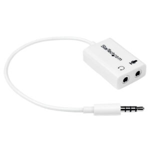 StarTech.com Adattatore auricolare / cuffie da 4 posizioni da 3,5 mm a 2 da 3 posizioni da 3,5 mm M/F - bianco immagine principale StarTech.com Adattatore auricolare / cuffie da 4 posizioni da 3,5 mm a 2 da 3 posizioni da 3,5 mm M/F - bianco