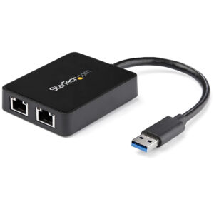 StarTech.com Adattatore USB 3.0 a doppia porta Ethernet Gigabit (RJ45) NIC con porta USB integrata immagine principale StarTech.com Adattatore USB 3.0 a doppia porta Ethernet Gigabit (RJ45) NIC con porta USB integrata
