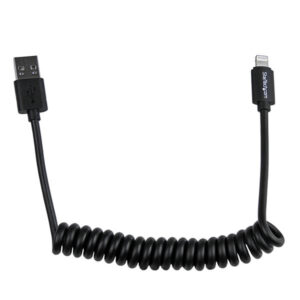 StarTech.com Cavo connettore Lightning a 8 pin Apple nero a USB a spirale da 60 cm per iPhone / iPod / iPad immagine principale StarTech.com Cavo connettore Lightning a 8 pin Apple nero a USB a spirale da 60 cm per iPhone / iPod / iPad