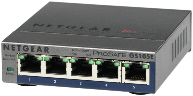 NETGEAR GS105E-200PES switch di rete Gestito L2/L3 Gigabit Ethernet (10/100/1000) Grigio