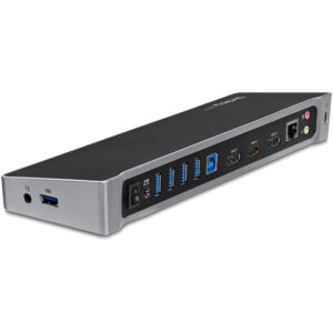 StarTech.com Docking station USB 3.0 a tre monitor - 1x HDMI - 2x DisplayPort - Dock portatile con Hub USB integrata a 5 porte e Gigabit Ethernet immagine principale StarTech.com Docking station USB 3.0 a tre monitor - 1x HDMI - 2x DisplayPort - Dock portatile con Hub USB integrata a 5 porte e Gigabit Ethernet