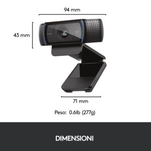 Logitech C920 HD Pro Webcam, Videochiamata Full HD 1080p/30fps, Audio Stereo ‎Chiaro, ‎Correzione Luce HD, Funziona con Skype, Zoom, FaceTime, Hangouts, ‎‎PC/Mac/Laptop/Tablet/Chromebook - Nero
