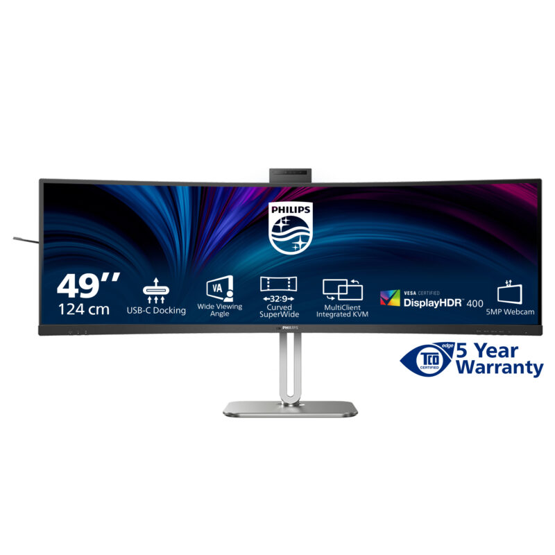 Philips 5000 series 49B2U5900CH/00 LED display 124 cm (48.8") 5120 x 1440 Pixel Dual QHD LCD Nero immagine gallery 3 Philips 5000 series 49B2U5900CH/00 LED display 124 cm (48.8") 5120 x 1440 Pixel Dual QHD LCD Nero