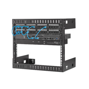 StarTech.com 8U 19" Rack di rete per montaggio a parete a 2 staffe - Rack open frame a muro profondo 30cm. Rack per dati/AV/IT/apparecchiature informatiche/patch panel con dadi e viti a gabbia, capacità 61 Kg