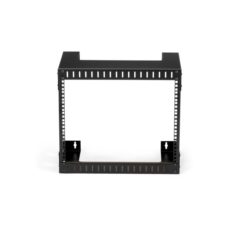 StarTech.com 8U 19" Rack di rete per montaggio a parete a 2 staffe - Rack open frame a muro profondo 30cm. Rack per dati/AV/IT/apparecchiature informatiche/patch panel con dadi e viti a gabbia, capacità 61 Kg