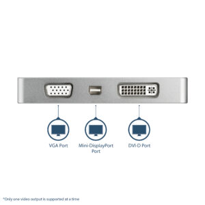 StarTech.com Adattatore Audio/Video da Viaggio 4 in 1 - USB Type-C a VGA, DVI, HDMI o mDP - in Alluminio - 4K