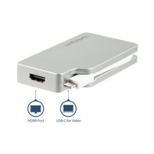 StarTech.com Adattatore Audio/Video da Viaggio 4 in 1 - USB Type-C a VGA, DVI, HDMI o mDP - in Alluminio - 4K
