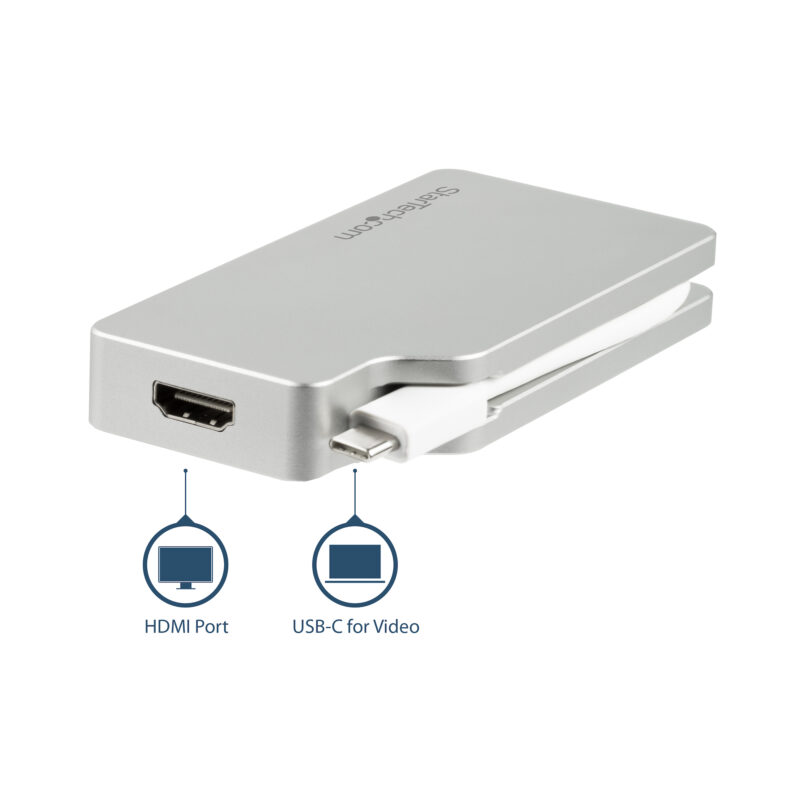 StarTech.com Adattatore Audio/Video da Viaggio 4 in 1 - USB Type-C a VGA, DVI, HDMI o mDP - in Alluminio - 4K