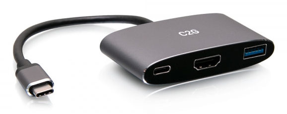 C2G Mini dock USB-C 3 in 1 con HDMI, USB-A e tecnologia Power Delivery USB-C fino a 100 W - 4k 60 Hz
