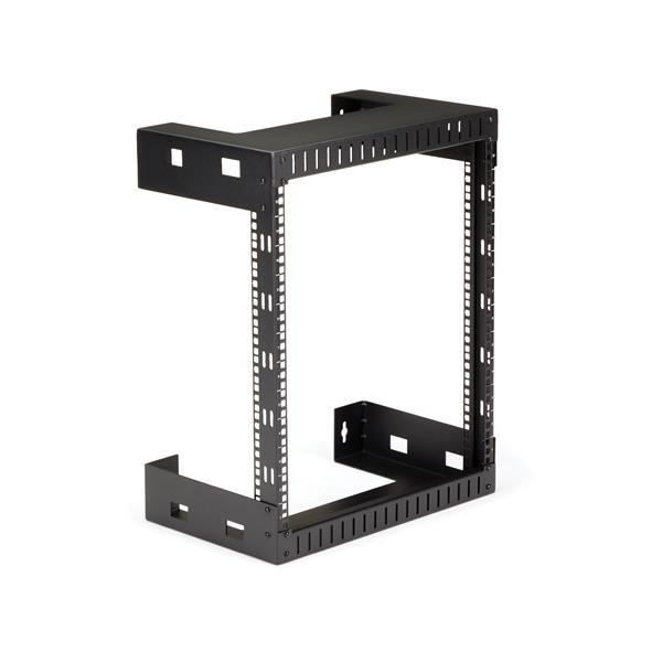 StarTech.com 12U 19" Rack di rete per montaggio a parete a 2 staffe - Rack a muro profondo 12"/30cm a telaio aperto. Rack per dati/AV/IT/apparecchiature informatiche/patch panel con dadi e viti a gabbia, capacità 90 Kg, nero