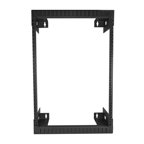 StarTech.com 15U 19" Rack di rete per montaggio a parete a 2 staffe - Rack a muro profondo 12"/30cm a telaio aperto. Rack per dati/AV/IT/apparecchiature informatiche/patch panel con dadi e viti a gabbia, capacità 90 Kg, nero