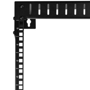StarTech.com 15U 19" Rack di rete per montaggio a parete a 2 staffe - Rack a muro profondo 12"/30cm a telaio aperto. Rack per dati/AV/IT/apparecchiature informatiche/patch panel con dadi e viti a gabbia, capacità 90 Kg, nero