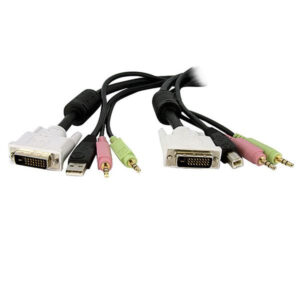 StarTech.com Cavo KVM switch DVI-D Dual Link USB 4 in 1 con audio e microfono 3,5 m immagine principale StarTech.com Cavo KVM doppio display da 1,8 m, HDMI e DisplayPort a DVI e DP, USB 2.0, audio jack 3,5 mm, cavo combinato universale per switch KVM, conformeTAA