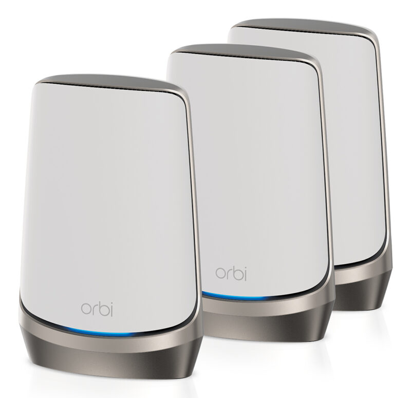 NETGEAR Orbi Quad-band RBKE963 AXE11000 WiFi 6E Mesh System Quad-band (2.4 GHz / 5 GHz-1 / 5 GHz-2 / 6 GHz) Wi-Fi 6 (802.11ax) Grigio, Bianco 16 Interno