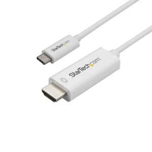 StarTech.com Cavo USB-C a HDMI da 3m - Cavetto USB 3.1 Tipo C a HDMI - 4k a 60Hz - Bianco immagine principale StarTech.com Cavo da USB-A a USB-C a 90° da 2m - Cavetto di Ricarica Veloce USB Tipo C per uso intensivo - Cavo Dati da USB 2.0 Type-A a Type-C in Resistente Fibra Aramidica - 3A - Nero