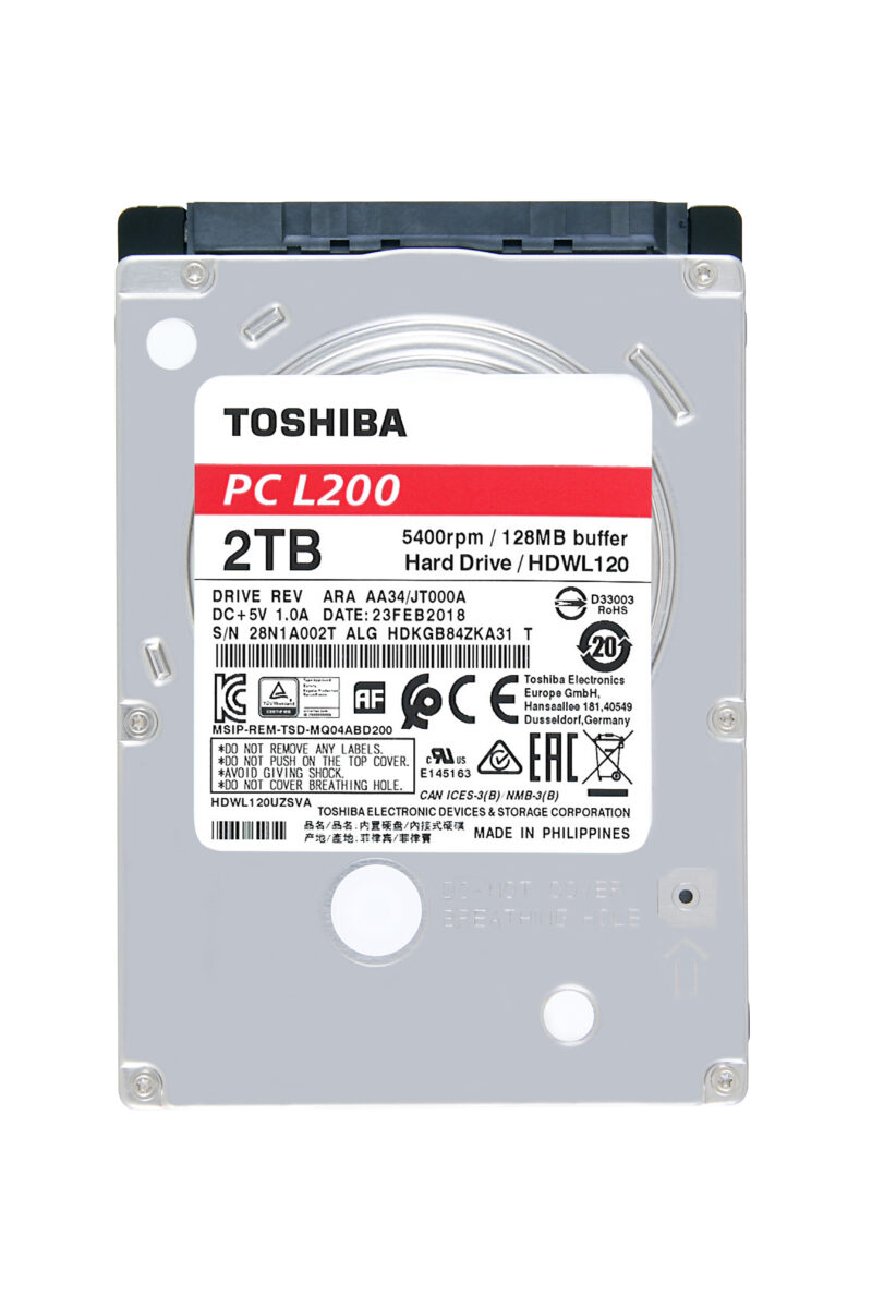 Toshiba L200 disco rigido interno 2 TB 5400 Giri/min 128 MB 2.5" Serial ATA III immagine gallery 4 Toshiba L200 disco rigido interno 2 TB 5400 Giri/min 128 MB 2.5" Serial ATA III