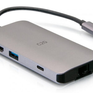 C2G Mini dock USB-C 8 in 1 con HDMI, 2 porte USB-A, Ethernet, lettore schede SD e tecnologia Power Delivery USB-C fino a 100 W - 4K 30 Hz