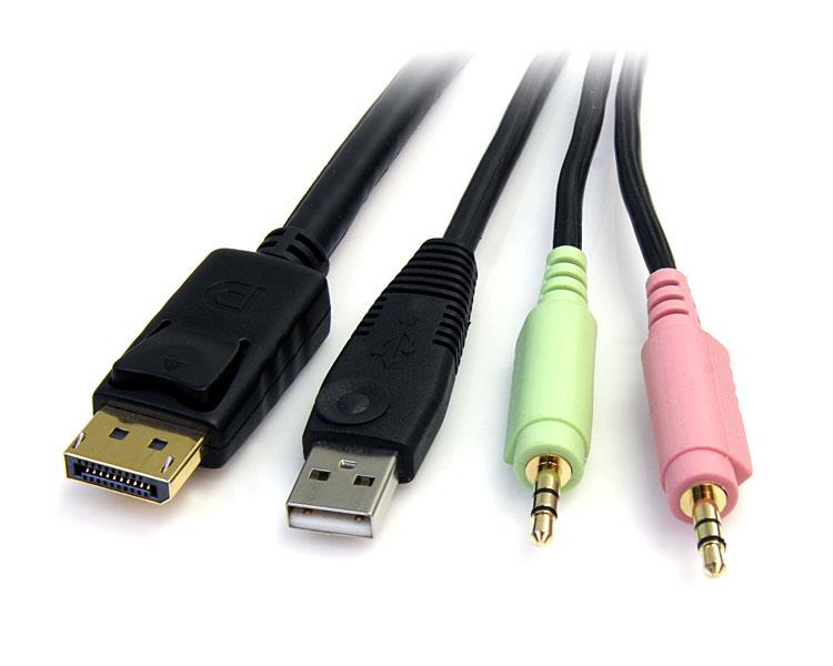 StarTech.com Cavo switch KVM DisplayPort USB 4 in 1 con audio e microfono 1,8 m immagine gallery 2 StarTech.com Cavo switch KVM DisplayPort USB 4 in 1 con audio e microfono 1,8 m