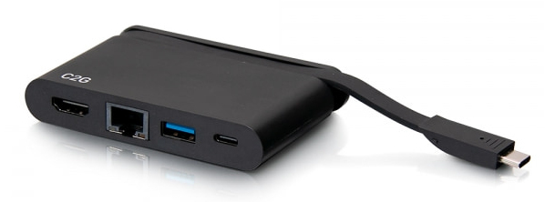 C2G Dock compatta USB-C 4 in 1 con HDMI, USB-A, Ethernet e tecnologia Power Delivery USB-C fino a 100 W - 4K 30 Hz