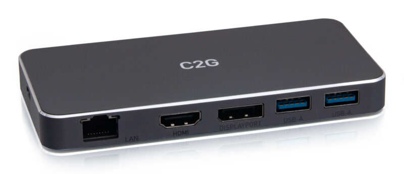 C2G Docking station USB-C 7 in 1 con tecnologia MST a doppio display con HDMI, DisplayPort, Ethernet, USB e Power Delivery fino a 100 W - 4K 60 Hz