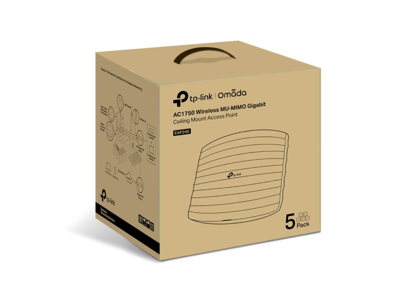 TP-Link Omada EAP245(5-PACK) punto accesso WLAN 1750 Mbit/s Bianco Supporto Power over Ethernet (PoE)
