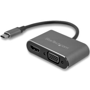 StarTech.com Adattatore USB-C a VGA + HDMI 2 in 1 - 4K 30Hz - Grigio Siderale immagine principale StarTech.com Adattatore USB-C a VGA + HDMI 2 in 1 - 4K 30Hz - Grigio Siderale