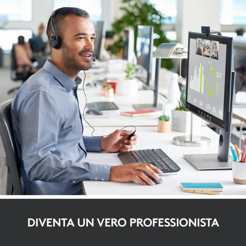 Logitech C920S HD Pro Webcam, Videochiamata Full HD 1080p/30fps, Audio Stereo ‎Chiaro, ‎Correzione Luce HD, Privacy Shutter, Per Skype, Zoom, FaceTime, Hangouts, ‎‎PC/Mac/Laptop/Tablet/XBox‎, Nero