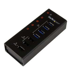 StarTech.com Hub USB 3.0 alimentato a 4 porte con 3 porte di ricarica USB dedicate (2 x 1A e 1 x 2A) - Box esterno in metallo per montaggio a parete immagine principale StarTech.com Hub USB 3.0 alimentato a 4 porte con 3 porte di ricarica USB dedicate (2 x 1A e 1 x 2A) - Box esterno in metallo per montaggio a parete