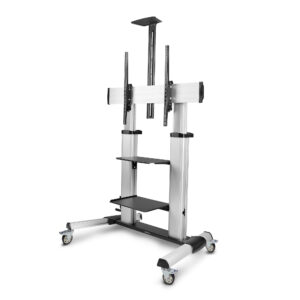 StarTech.com Carrello/supporto TV mobile su ruote per schermi piatti da 60-100" e fino a 100 kg, regolazione dell'altezza tramite manovella, montaggio su carrello mobile/portatile