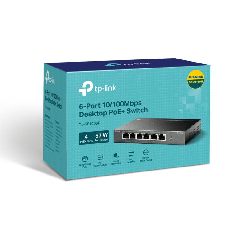 TP-Link TL-SF1006P switch di rete Non gestito Fast Ethernet (10/100) Supporto Power over Ethernet (PoE) Nero immagine gallery 3 TP-Link TL-SF1006P switch di rete Non gestito Fast Ethernet (10/100) Supporto Power over Ethernet (PoE) Nero