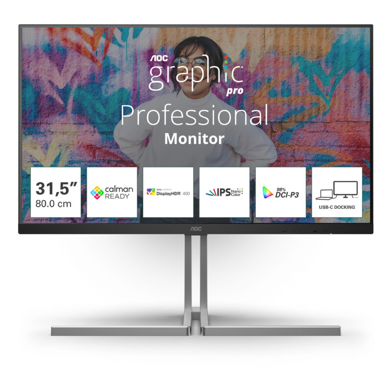 AOC U3 U32U3CV Monitor PC 80 cm (31.5") 3840 x 2160 Pixel 4K Ultra HD LCD Nero