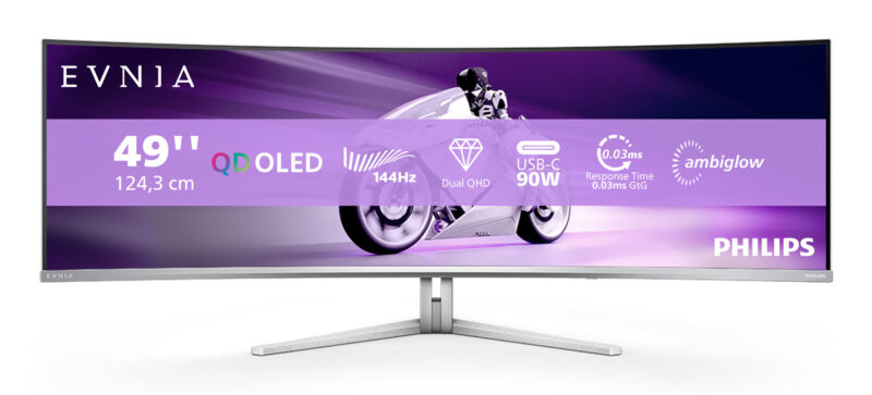 Philips Evnia 8000 49M2C8900L/00 Monitor PC 124,2 cm (48.9") 5120 x 1440 Pixel Dual QHD QD-OLED Bianco