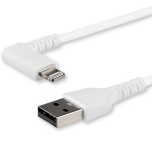 StarTech.com Cavo da USB-A a Lightening da 1m durevole - bianco ad angolo retto a 90° in fribra aramidica - Robusto e resistente cavo di alimentazione/sincronizzazione da USB tipo A a Lightening con certificazione Apple MFi per iPad/iPhone 12 immagine principale StarTech.com Cavo da USB-A a Lightening da 1m durevole - bianco ad angolo retto a 90° in fribra aramidica - Robusto e resistente cavo di alimentazione/sincronizzazione da USB tipo A a Lightening con certificazione Apple MFi per iPad/iPhone 12