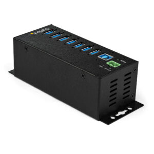 StarTech.com Hub USB a 7 porte con adattatore di alimentazione - Protezione contro le sovratensioni - Hub di trasferimento dati USB 3.0 industriale in metallo - Montaggio su guida DIN, a parete o su scrivania - Hub USB 3.1 Gen 1 ad alta velocità da 5 Gbps