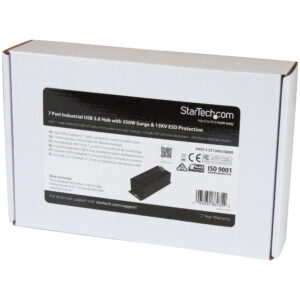 StarTech.com Hub USB a 7 porte con adattatore di alimentazione - Protezione contro le sovratensioni - Hub di trasferimento dati USB 3.0 industriale in metallo - Montaggio su guida DIN, a parete o su scrivania - Hub USB 3.1 Gen 1 ad alta velocità da 5 Gbps