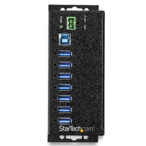 StarTech.com Hub USB a 7 porte con adattatore di alimentazione - Protezione contro le sovratensioni - Hub di trasferimento dati USB 3.0 industriale in metallo - Montaggio su guida DIN, a parete o su scrivania - Hub USB 3.1 Gen 1 ad alta velocità da 5 Gbps