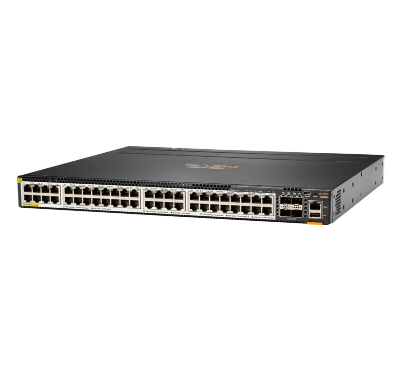 HPE Aruba Networking CX 6300M 48-port Smart Rate 1/2.5/5GbE Class 6 PoE and 4-port SFP56 Switch