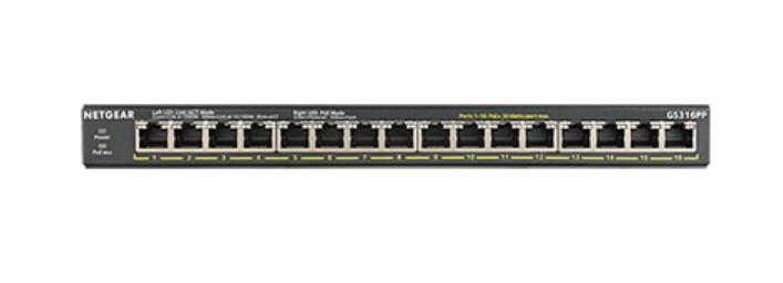 NETGEAR GS316PP Non gestito Gigabit Ethernet (10/100/1000) Supporto Power over Ethernet (PoE) Nero