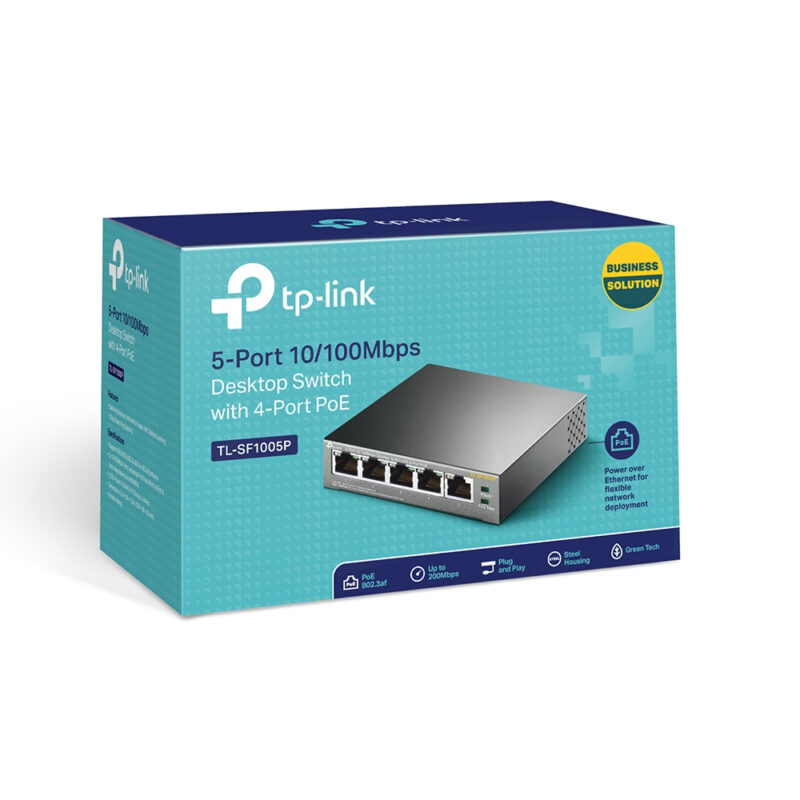TP-Link TL-SF1005P switch di rete Non gestito Fast Ethernet (10/100) Supporto Power over Ethernet (PoE) Nero immagine gallery 5 TP-Link TL-SF1005P switch di rete Non gestito Fast Ethernet (10/100) Supporto Power over Ethernet (PoE) Nero