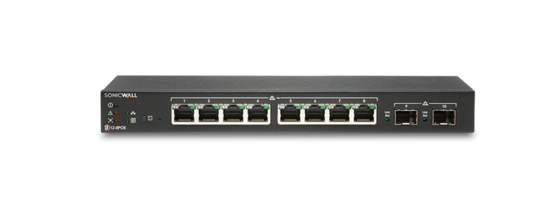SonicWall SWS12-8 Gestito L2 Gigabit Ethernet (10/100/1000) Nero