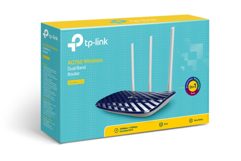 TP-Link AC750 router wireless Fast Ethernet Dual-band (2.4 GHz/5 GHz) Nero, Bianco