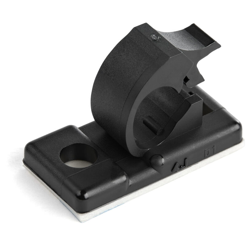 StarTech.com 100 Clip Fermacavi Autoadesivi Nero - Graffette Fermacavo Adesive da Scrivania per Cavi Elettrici/Rete - Supporto Fermacavi - Fermacavo in Plastica - Classe Antincendio UL/94V-2