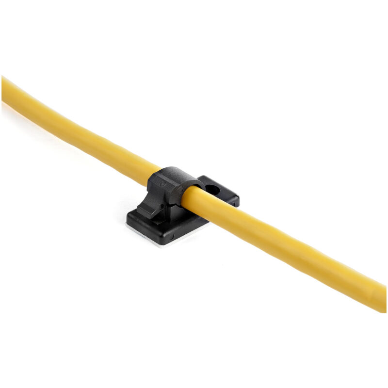 StarTech.com 100 Clip Fermacavi Autoadesivi Nero - Graffette Fermacavo Adesive da Scrivania per Cavi Elettrici/Rete - Supporto Fermacavi - Fermacavo in Plastica - Classe Antincendio UL/94V-2